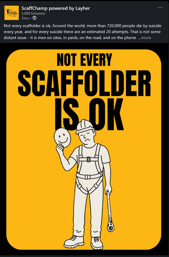 Campaign visual with scaffolder illustration